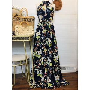 Lucy Paris Floral Navy Blue Maxi Dress​ NEW